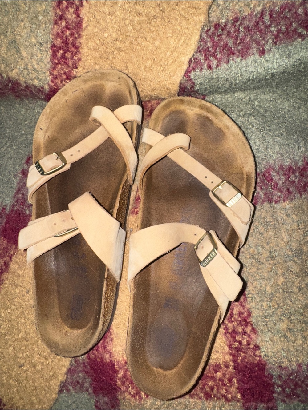 Birkenstock Neutral Beige Strappy Cork Sandals